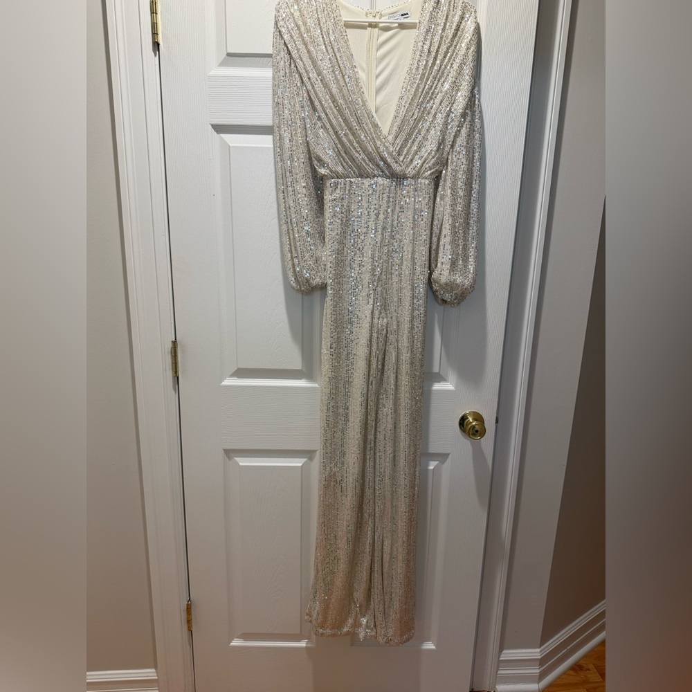 Fashion Nova Silver champagne Sequin romper
